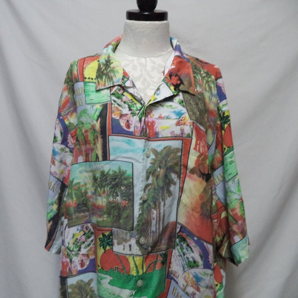 Daniel Cremieux Hawaiian button down shirt vintage Men Size Sz 3XLT 3X Tall